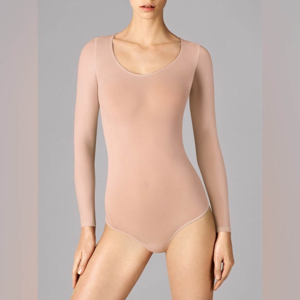 WOLFORD ROSE TAN BUENOS AIRES THONG BODYSUIT MEDIUM